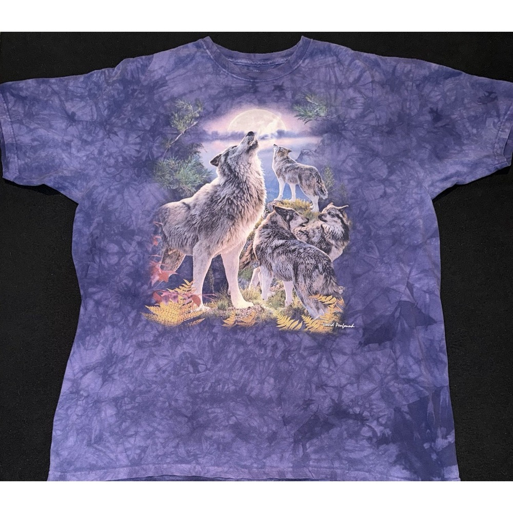 The Mountain Graphic Purple Wolf T-Shirt By David Penfound Mens Size XXL